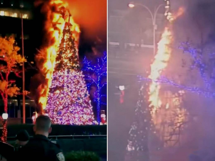 U Njujorku: Izgorjela božićna jelka od 15 metara