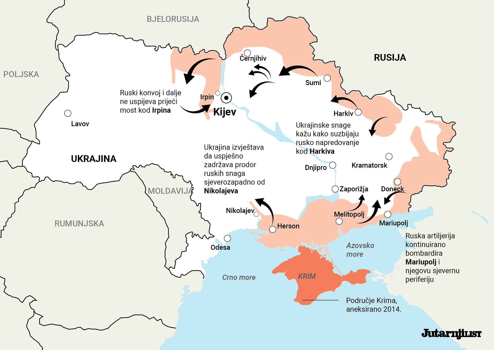Najnovije: Rat u Ukrajini, 20. dan – Putin poručuje da ide do kraja, Kijev se ne predaje