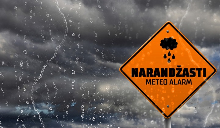 Upaljeno narandžasto upozorenje: Danas kiša, grmljavina i vjetar