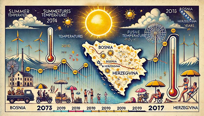 Prognoza ljetnih temperatura u Bosni i Hercegovini za narednih 10 godina po umjetnoj inteligenciji