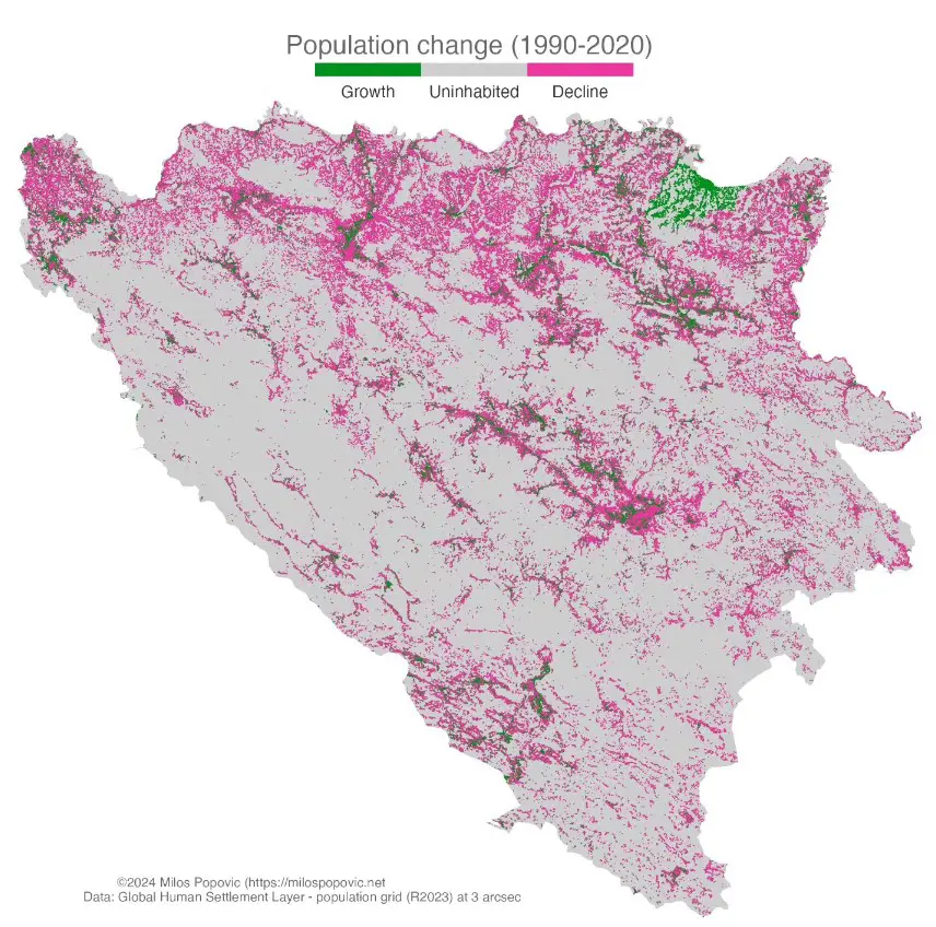 Mapirao pad stanovništva BiH i zemlja izgleda prazna!