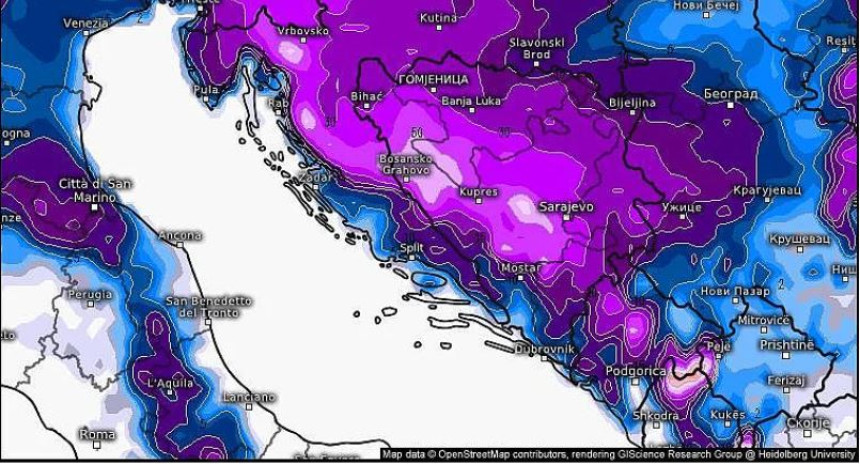 Od nedjelje stižu zima – novi minusi i pola metra snijega