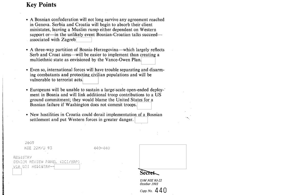 CIA dokument upozoravao: BiH teško može opstati bez međunarodnog pritiska