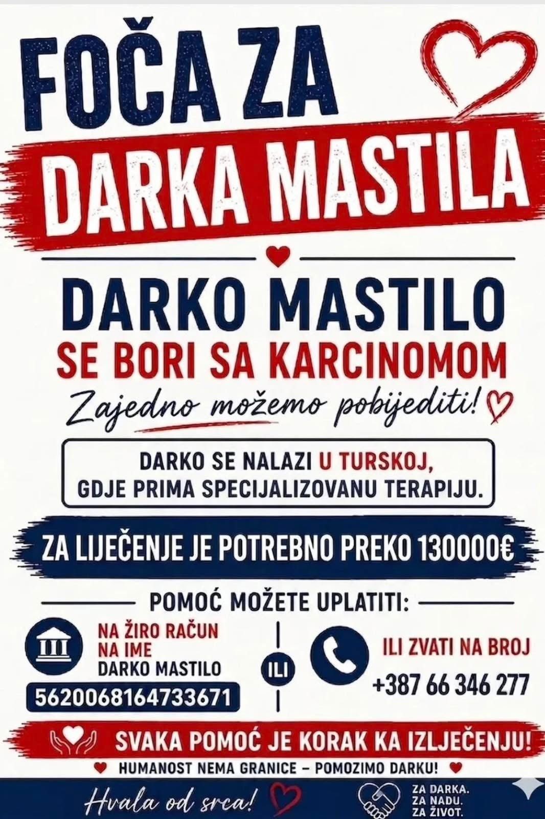 Hitan apel za pomoć Darku Mastilu iz Foče