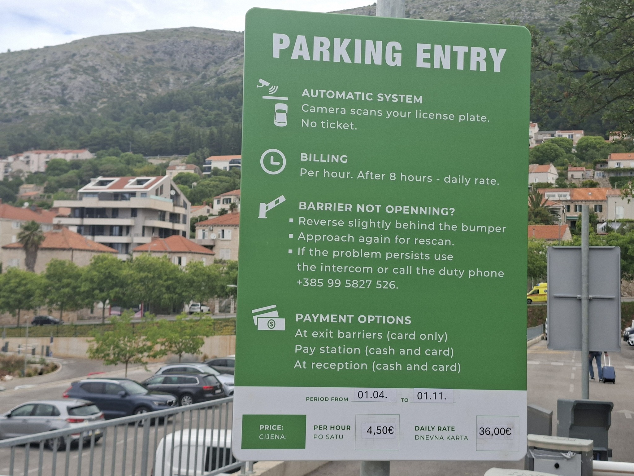 Dnevni parking u Dubrovniku 36 evra